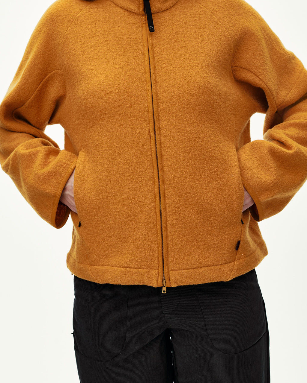Womens Off-Race Boiled Wool Jacket - Ochre