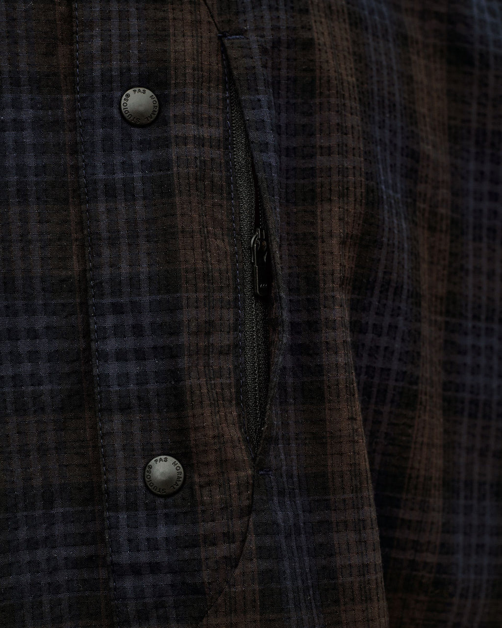 Off-Race Seersucker Shirt - Dark Navy