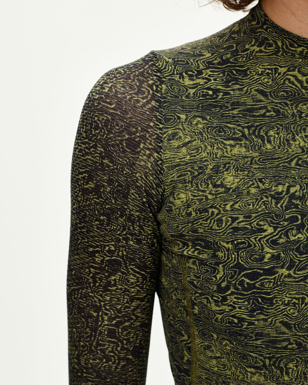 Women's Essential Light Long Sleeve Jersey - AOP Grain Dark Lime