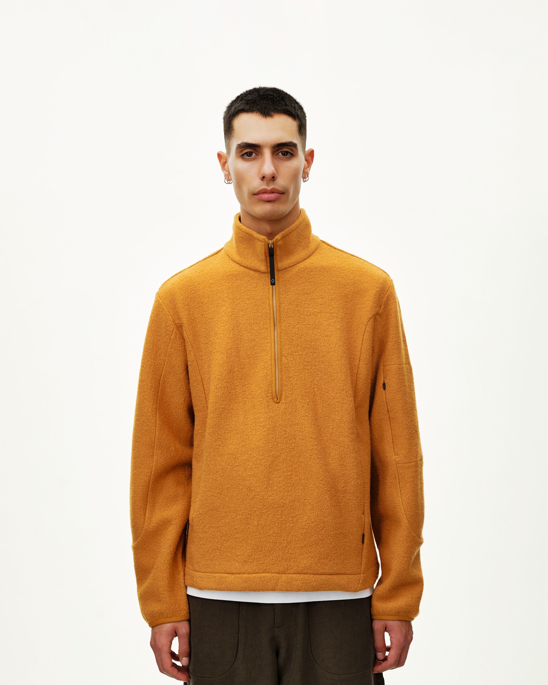 Off-Race Boiled Wool Half-Zip - Ochre