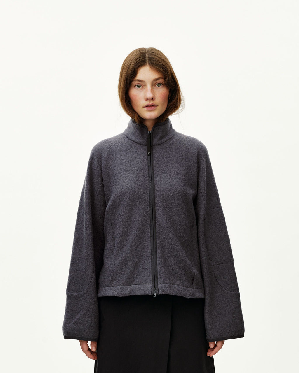 Womens Off-Race Boiled Wool Jacket - Steel