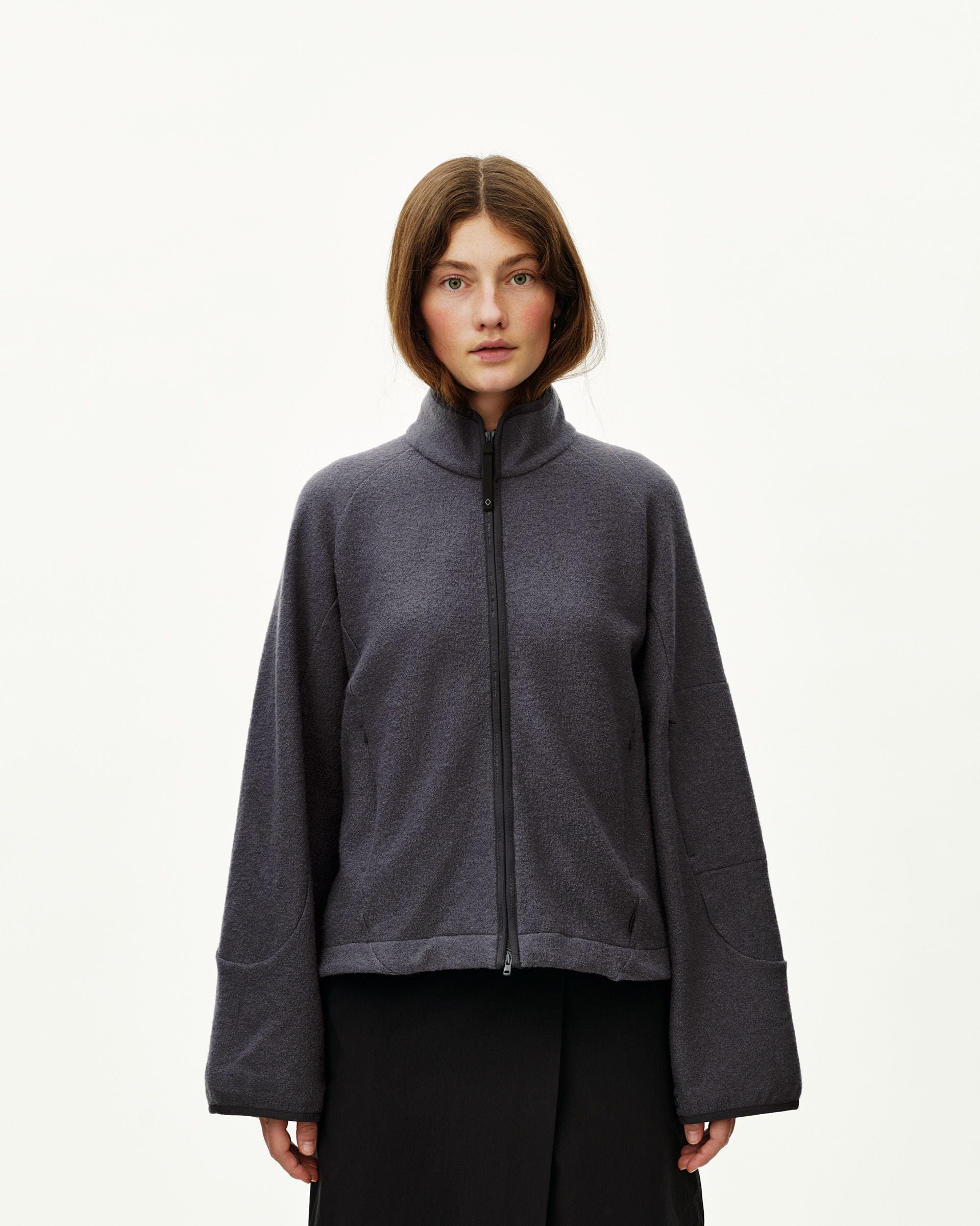 Womens Off-Race Boiled Wool Jacket - Steel