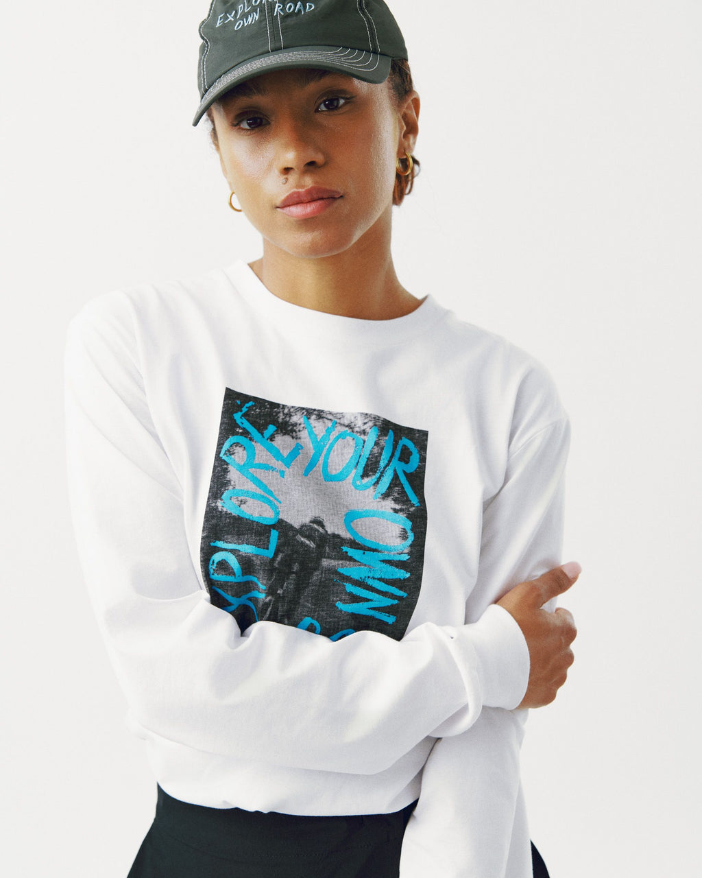 Off-Race Graphic Long Sleeve T-Shirt - White