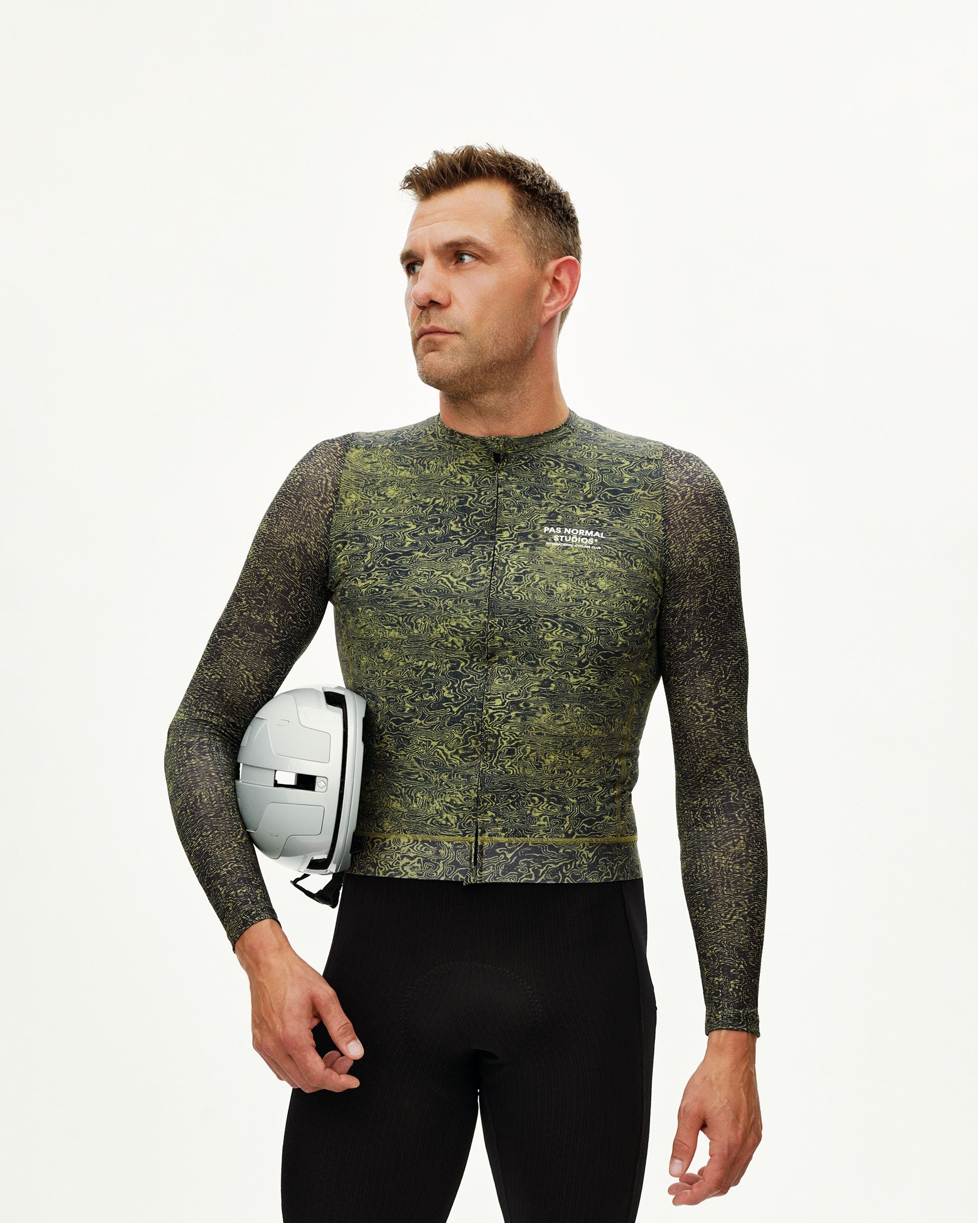 Essential Light Long Sleeve Jersey - AOP Grain Dark Lime