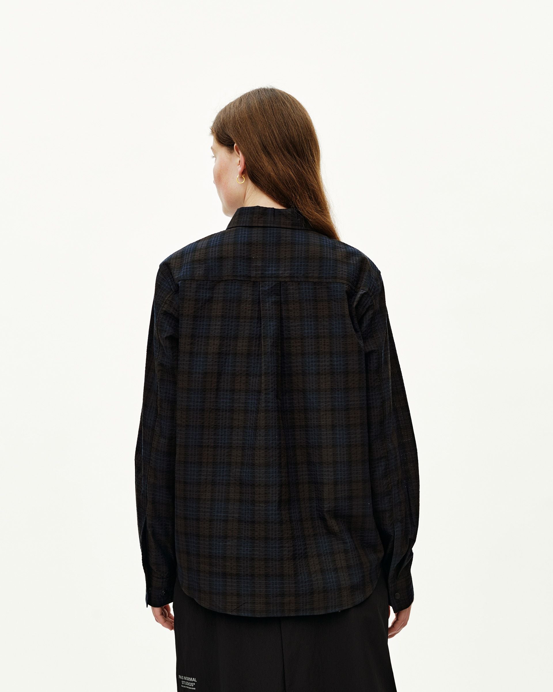Off-Race Seersucker Shirt - Dark Navy