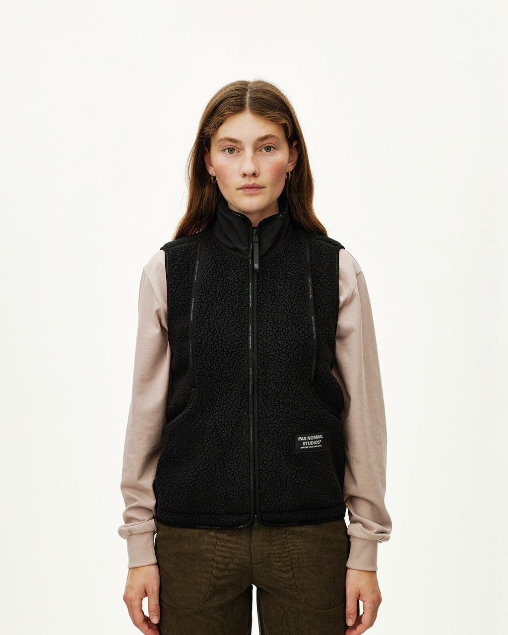 Womens Off-Race Pile Fleece Vest - Black