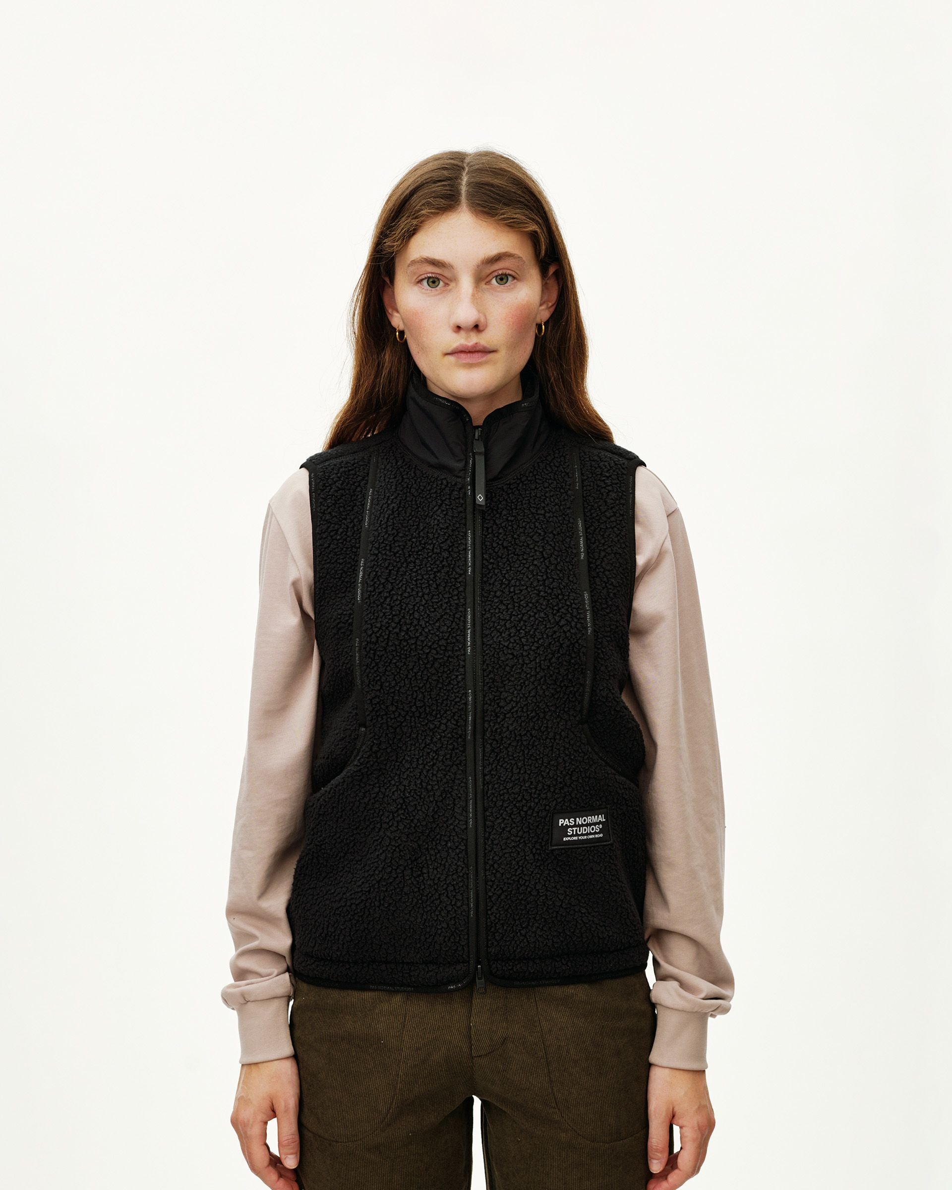 Womens Off-Race Pile Fleece Vest - Black