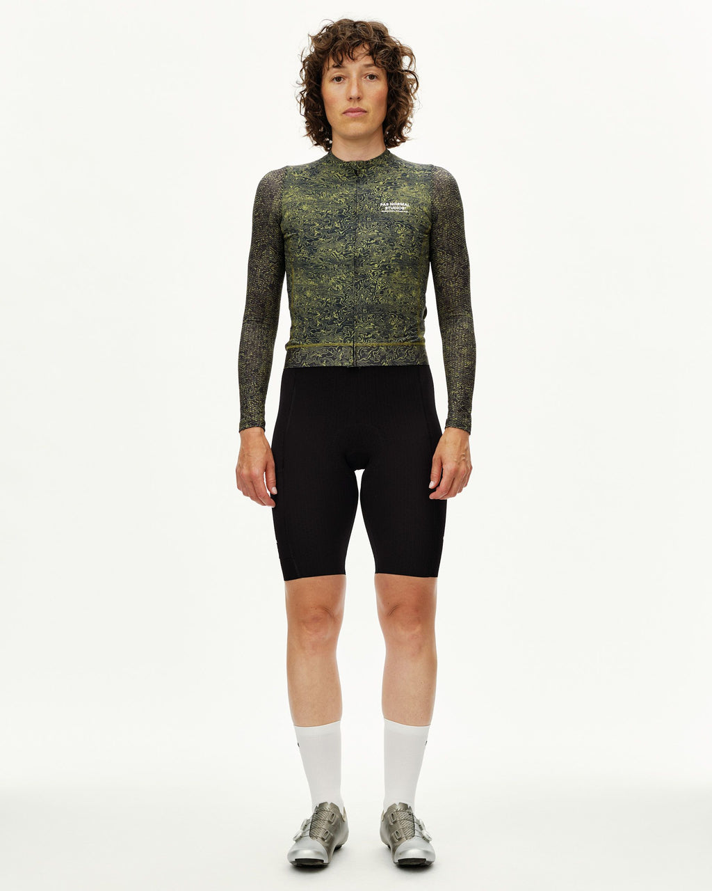 Women's Essential Light Long Sleeve Jersey - AOP Grain Dark Lime