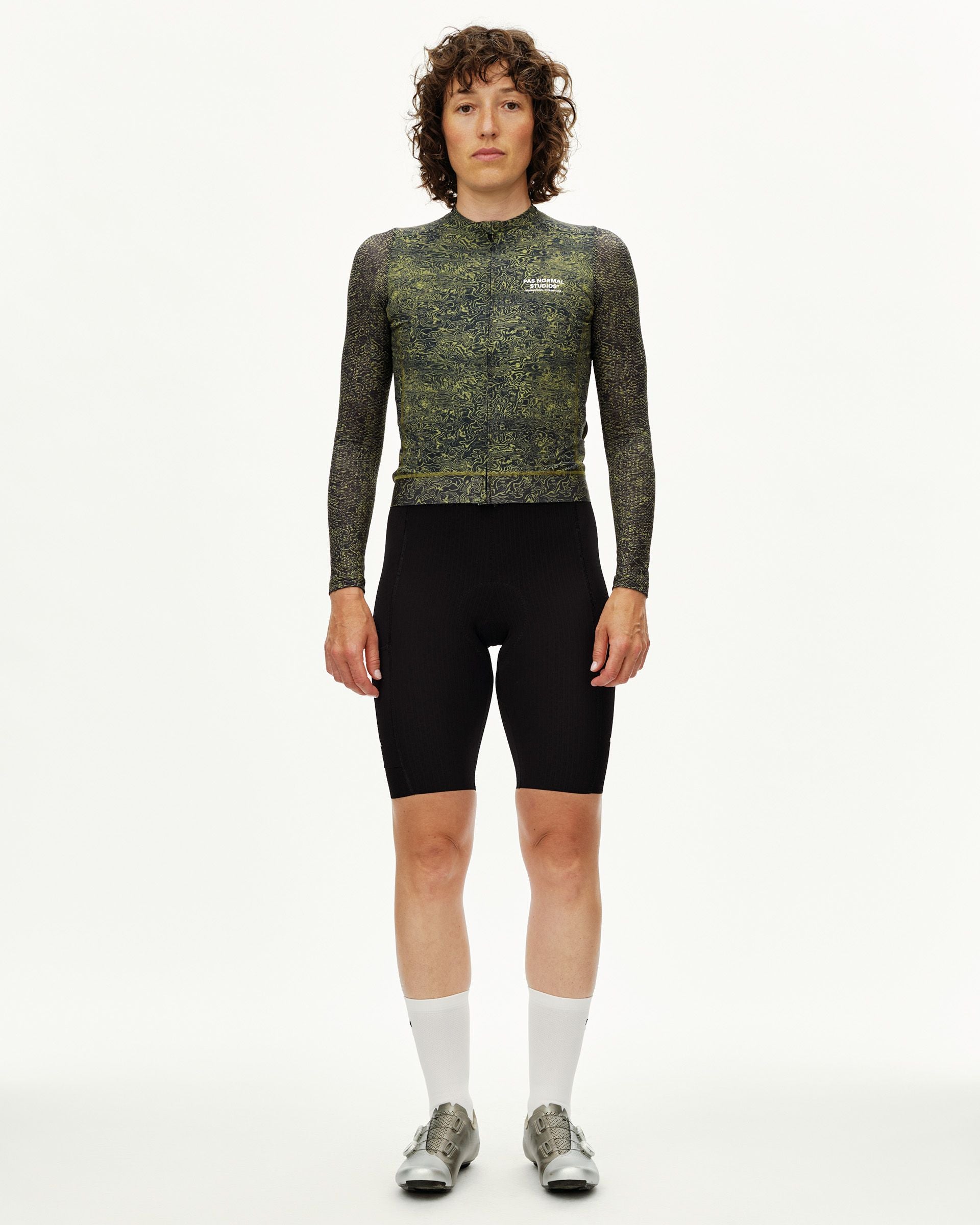 Women's Essential Light Long Sleeve Jersey - AOP Grain Dark Lime