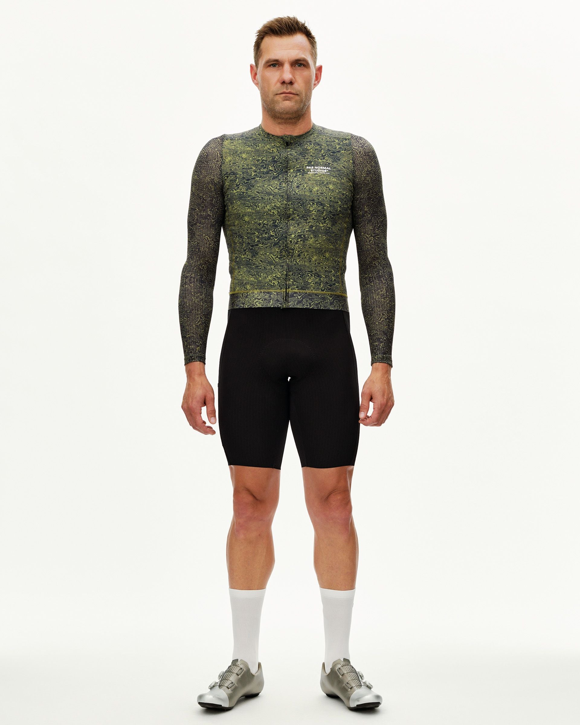 Essential Light Long Sleeve Jersey - AOP Grain Dark Lime