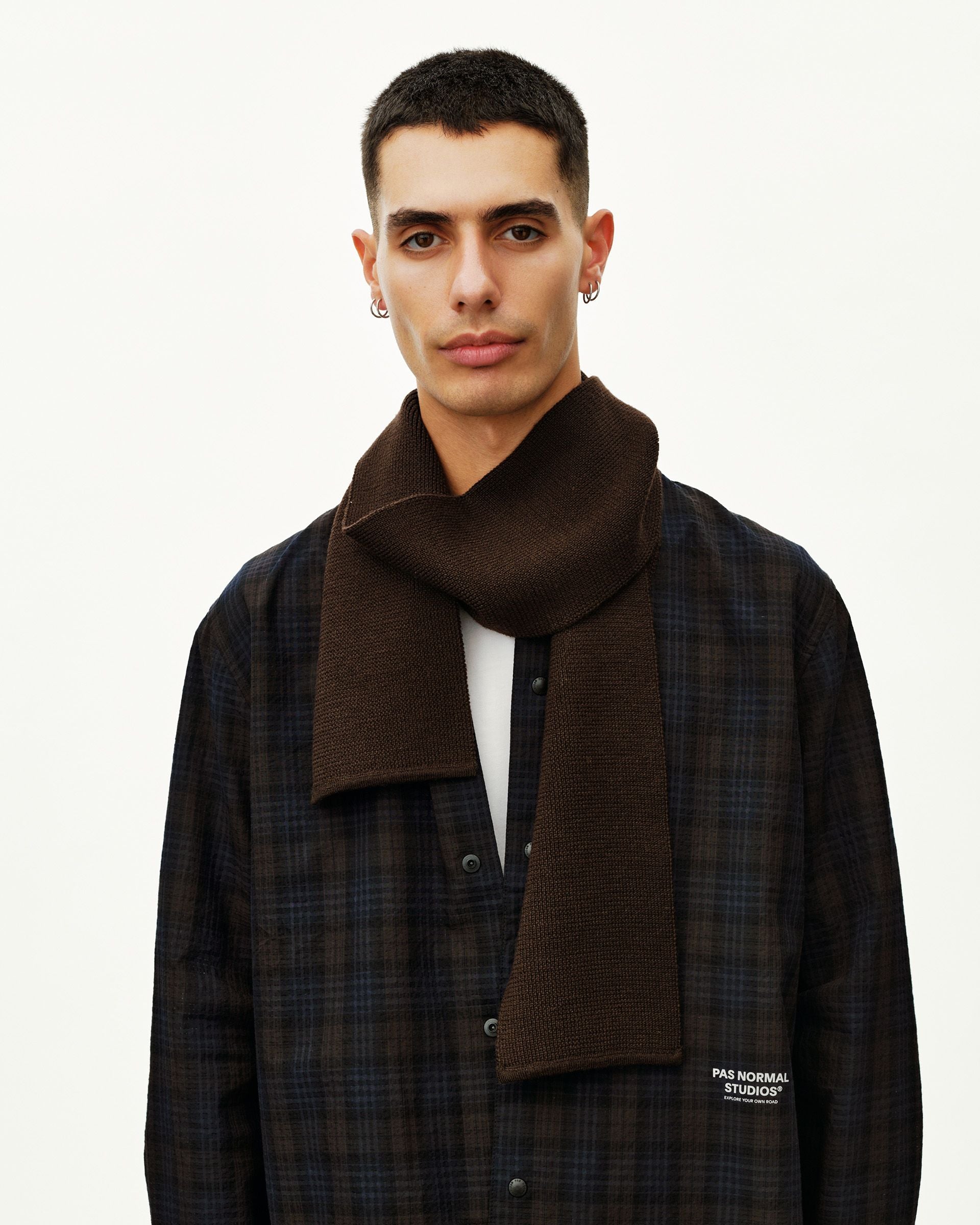 Off-Race Knit Scarf - Light Brown